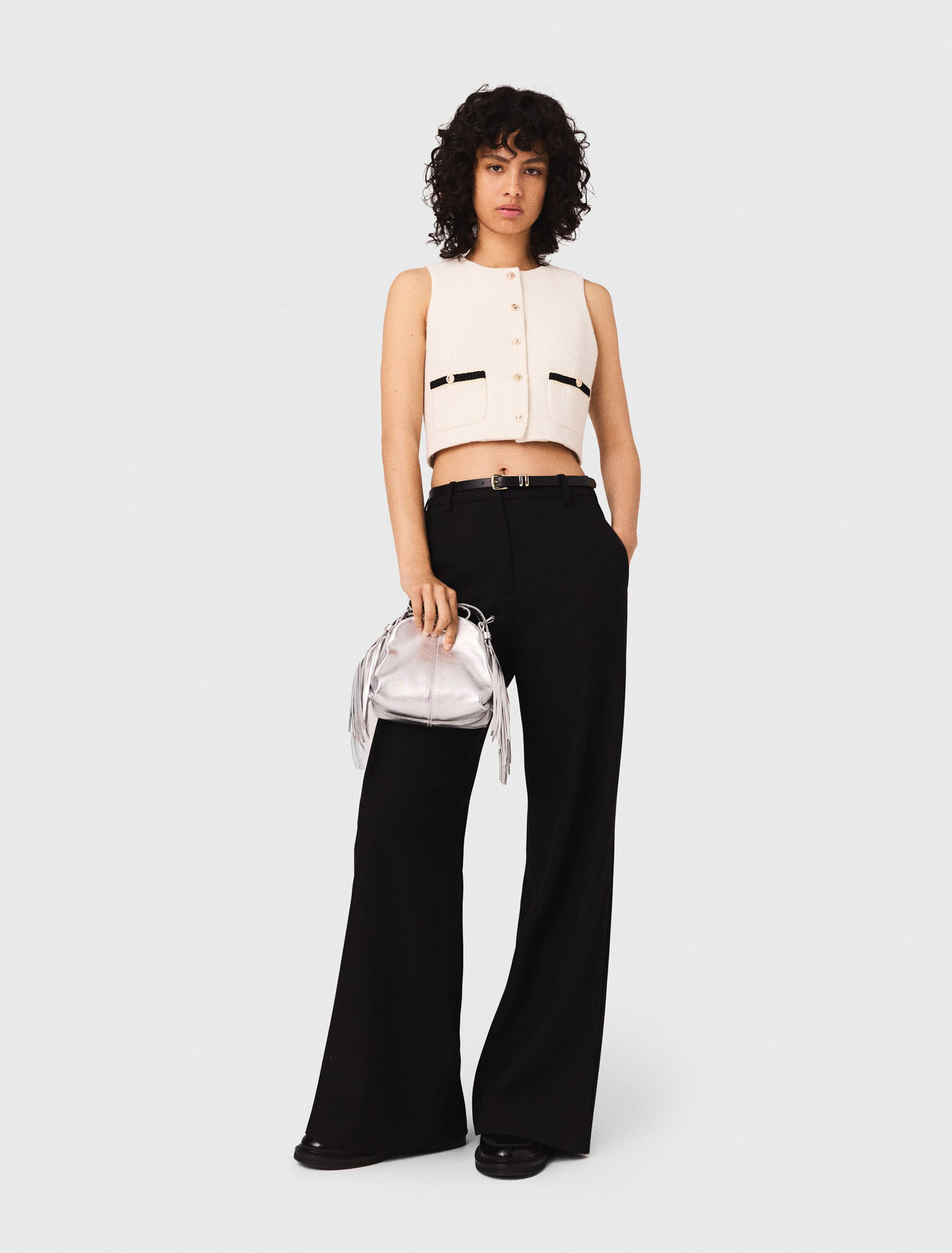 Top sin mangas de tweed lurex