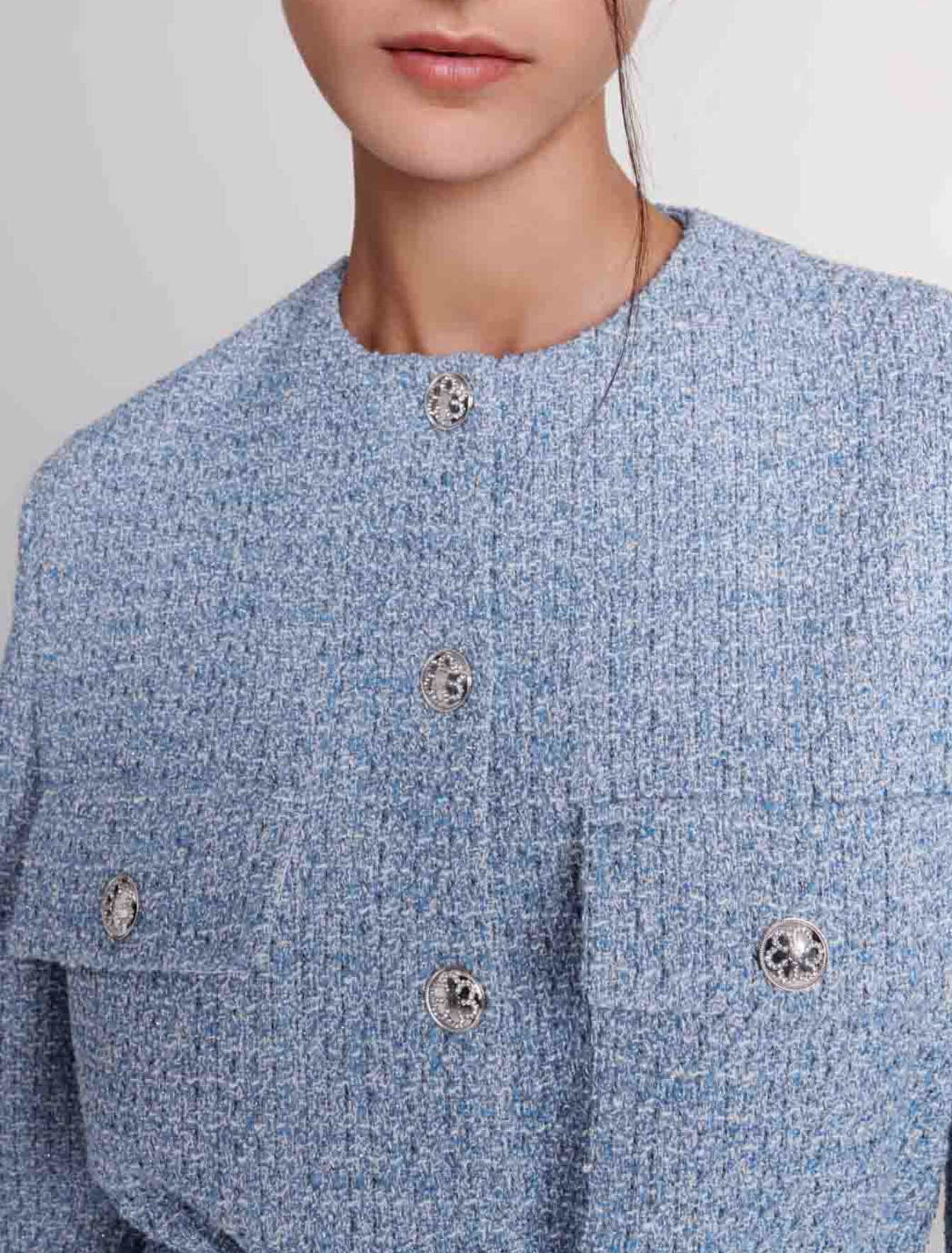 Chaqueta de tweed con cinturón