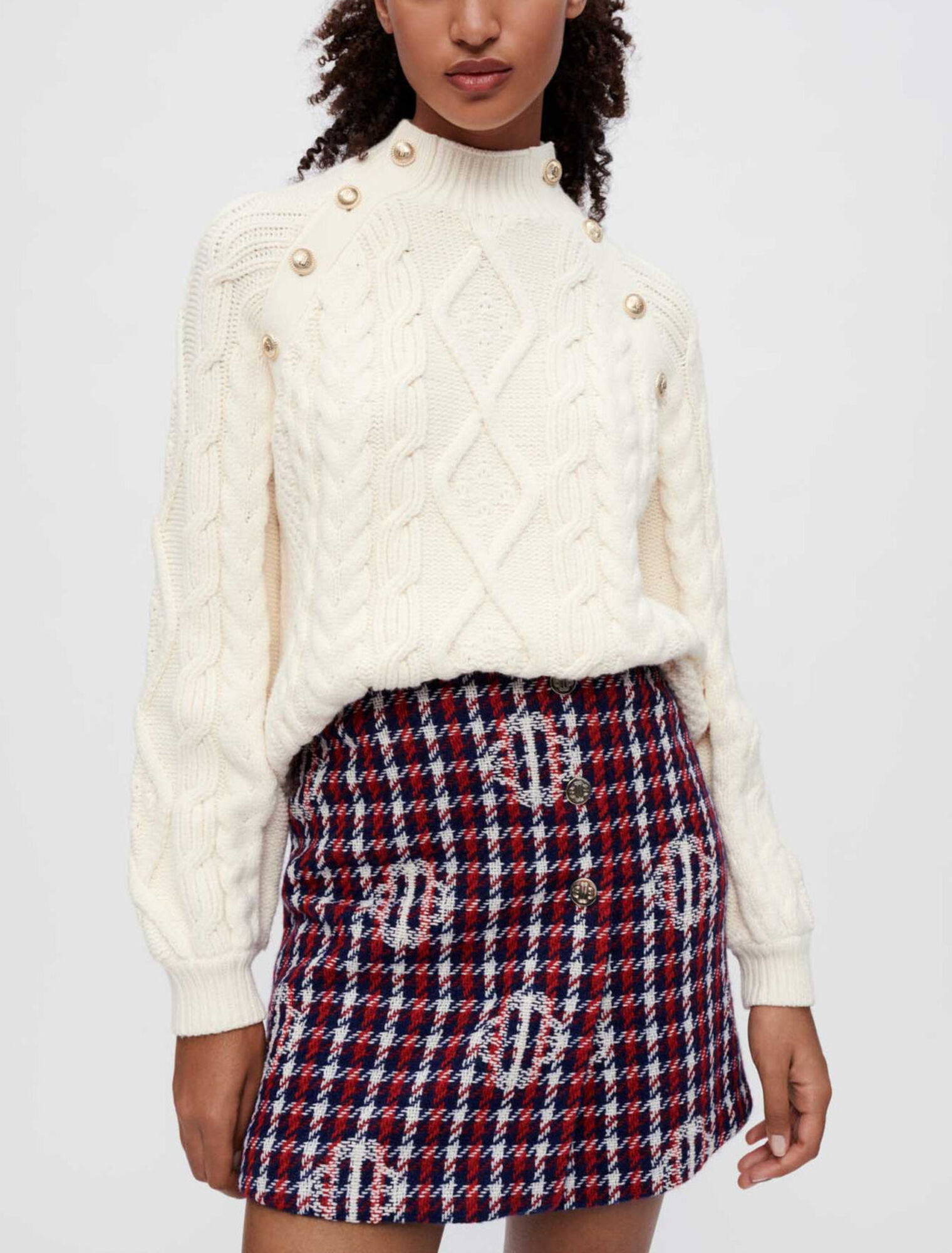Falda jacquard de cuadros Clover