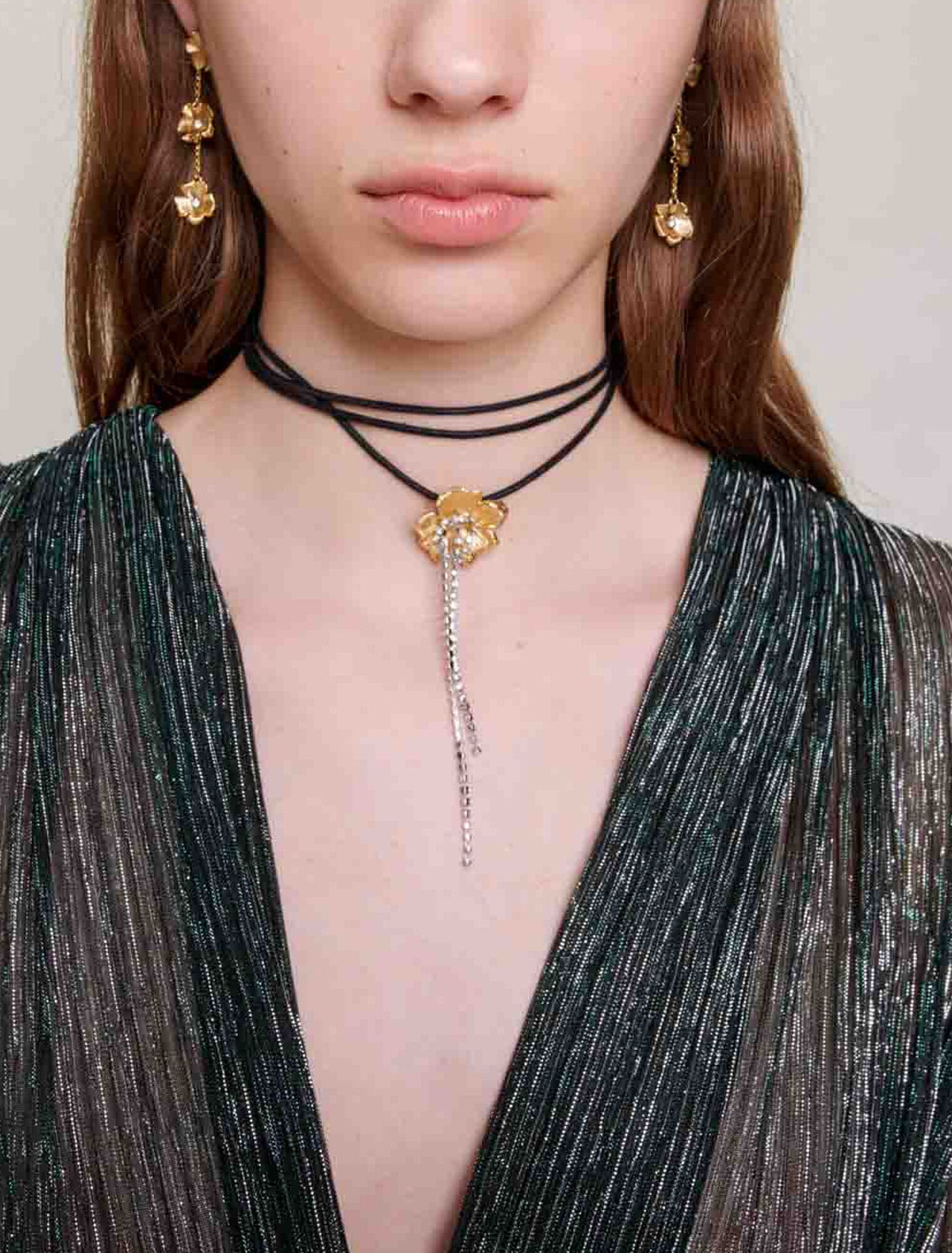 Vestido corto de fibras metalizadas