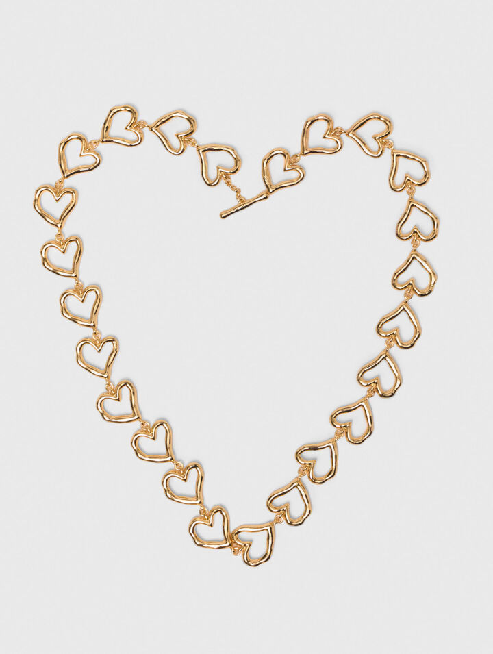 Collar corazón de latón dorado