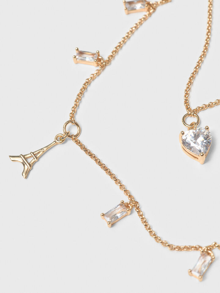 Collar doble con charms de strass