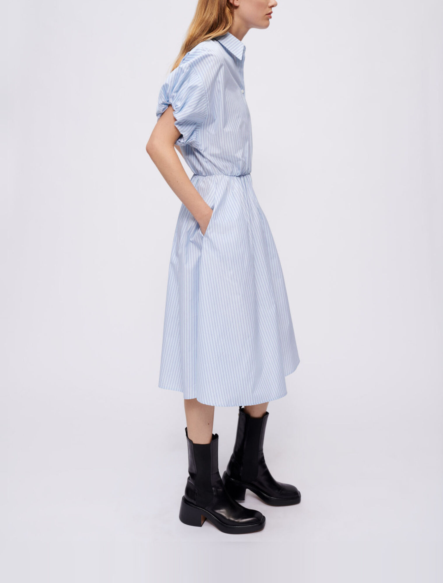 Vestido camisero de rayas