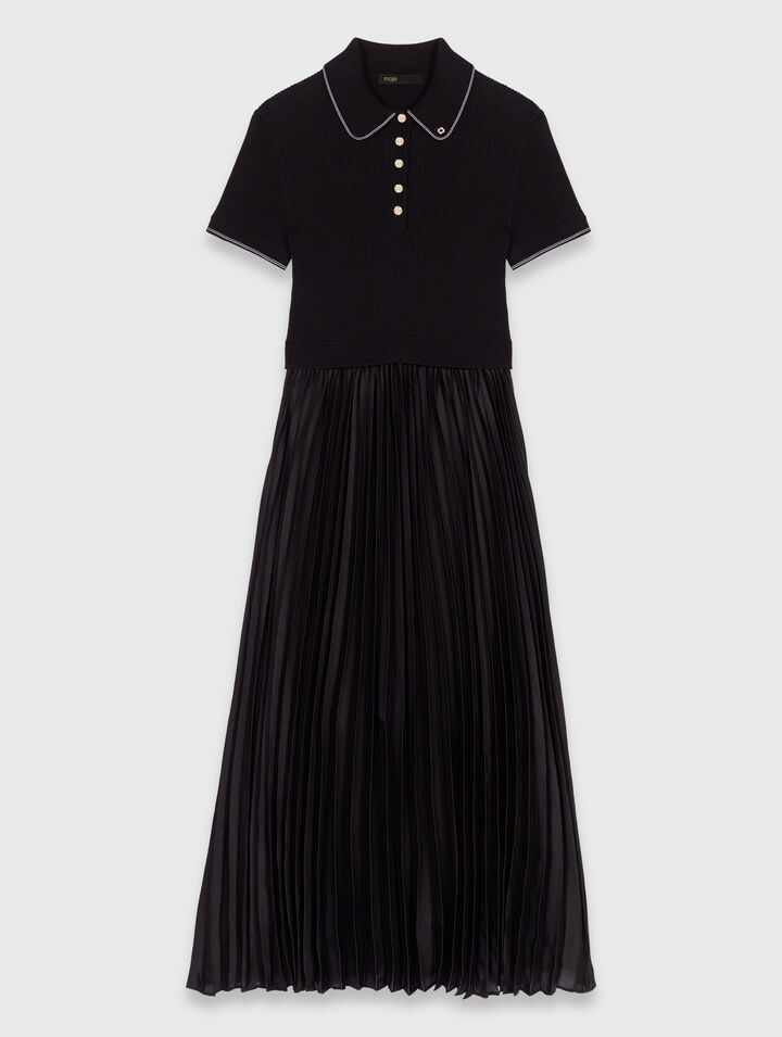 Vestido plisado con cuello polo