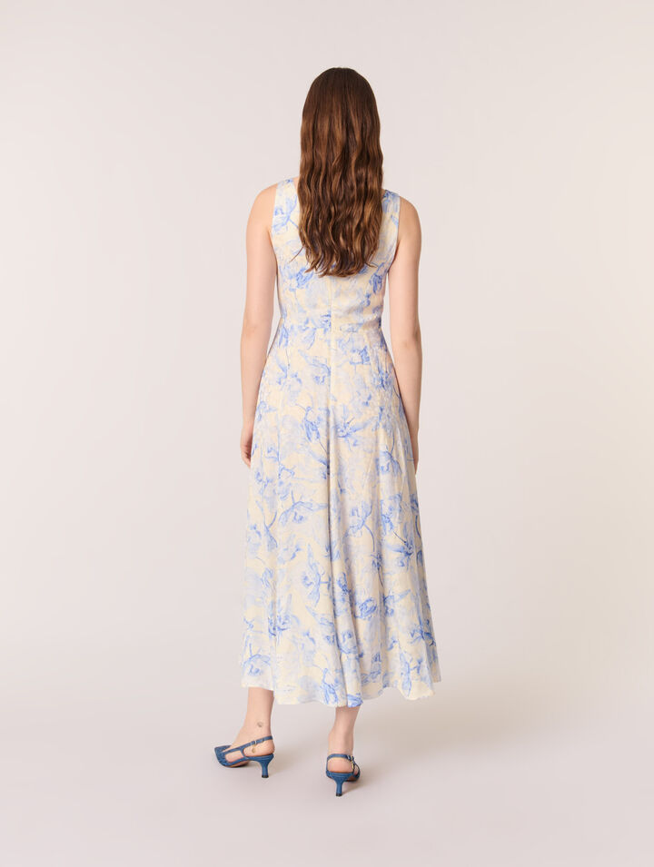 Vestido largo estampado con tiras