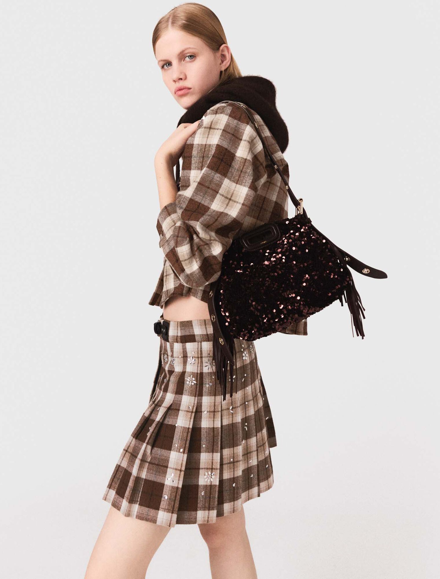 Camisa de cuadros con pedrería