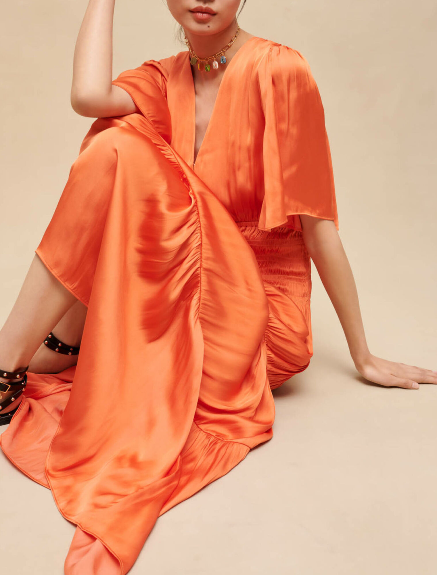 Vestido largo satinado