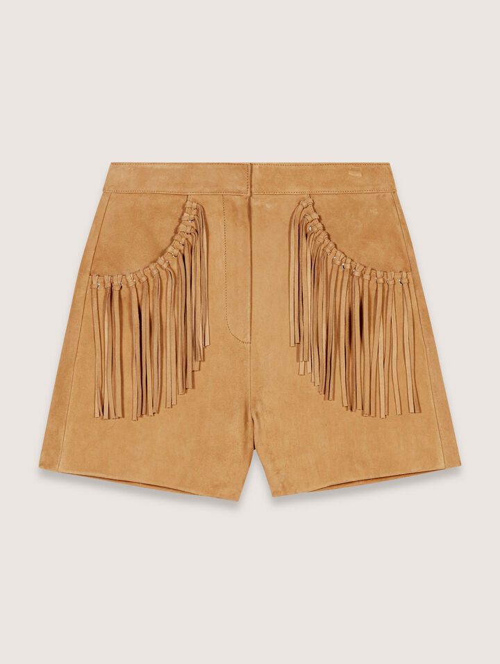 Short con flecos de nobuk