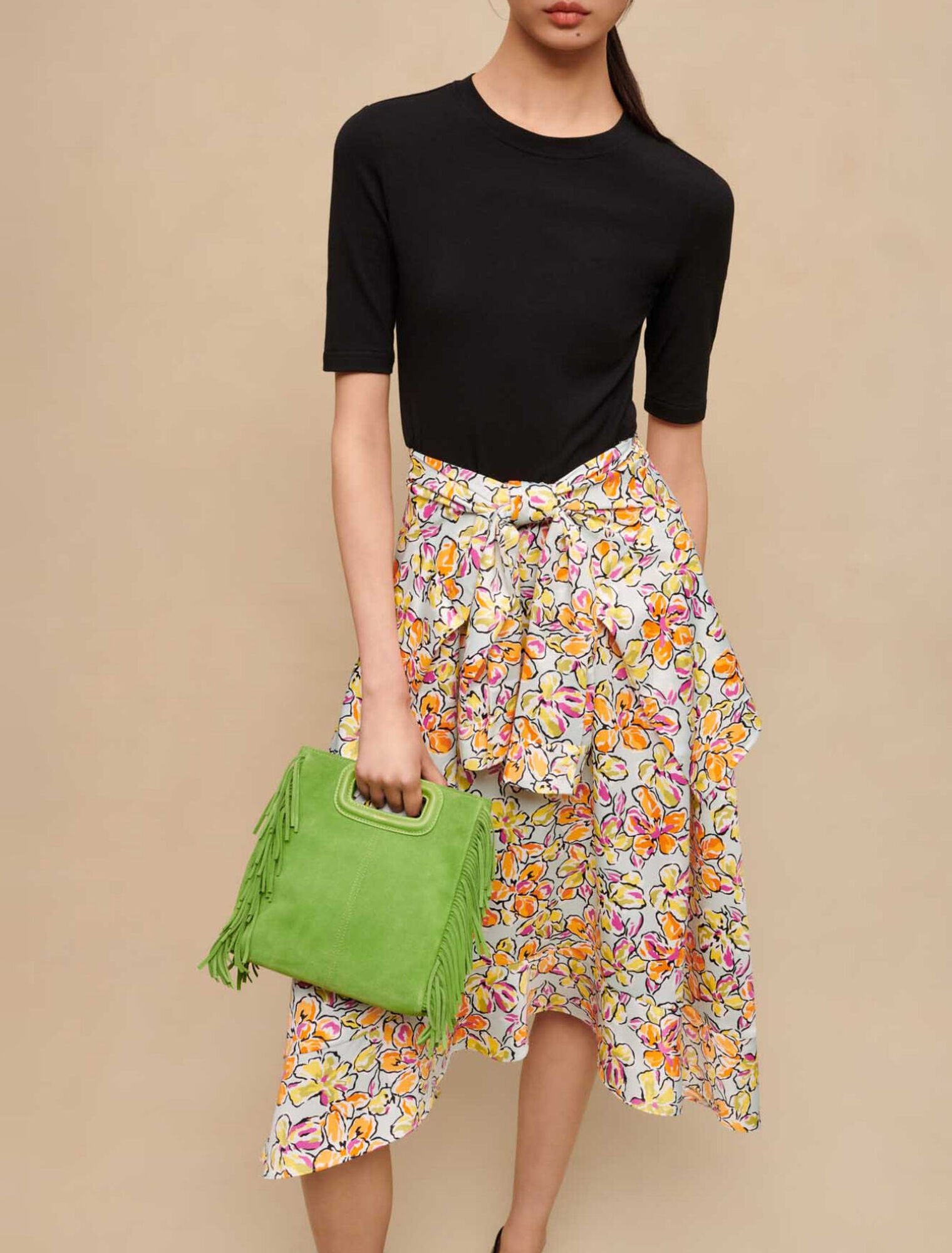 Vestido anudado con estampado floral