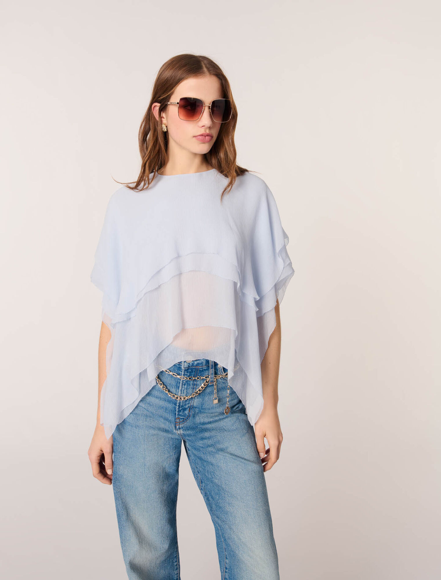 Top de muselina con volantes