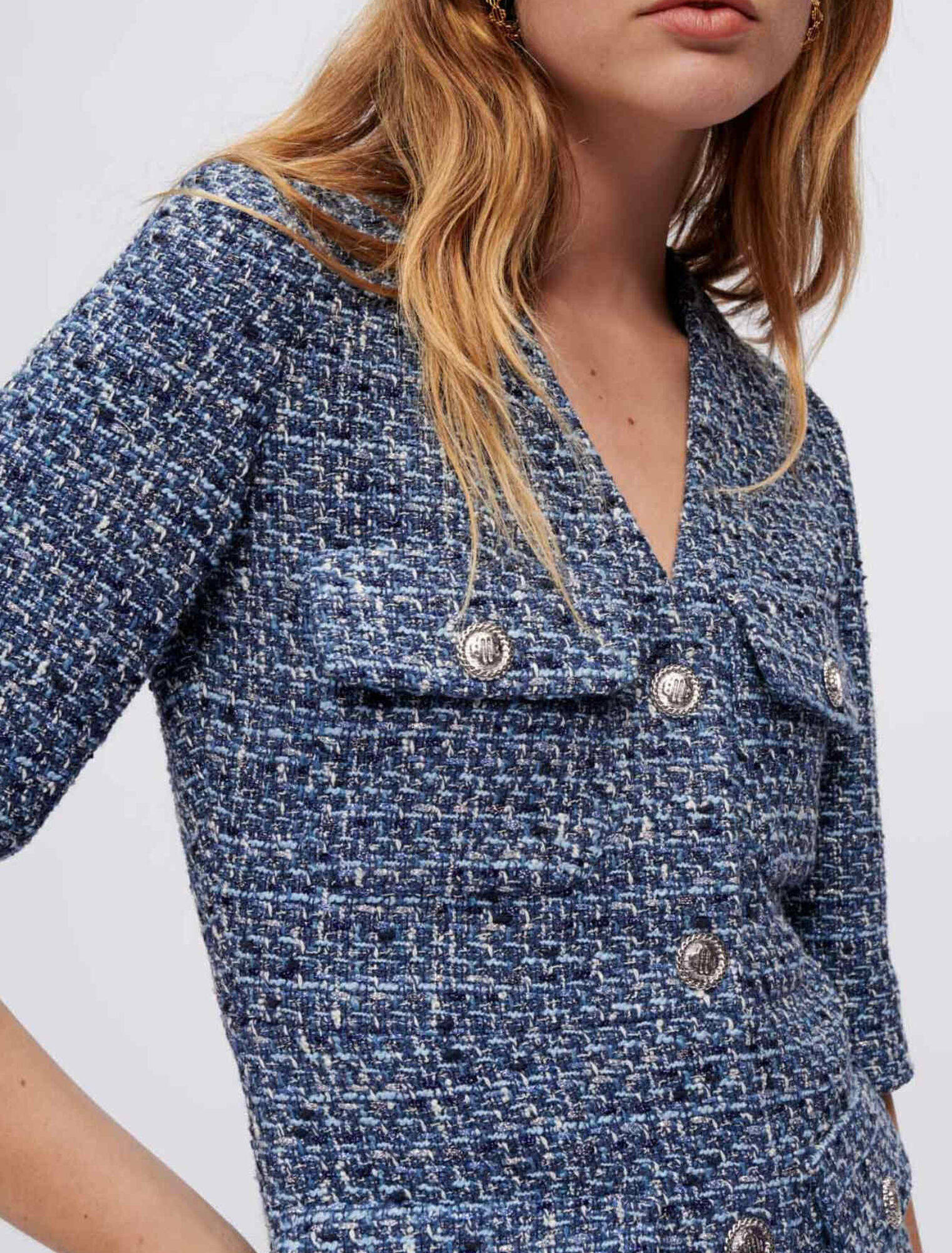 Vestido de tweed ajustado en la cintura