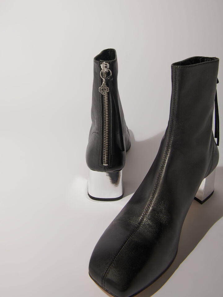 Botines de piel con punta cuadrada