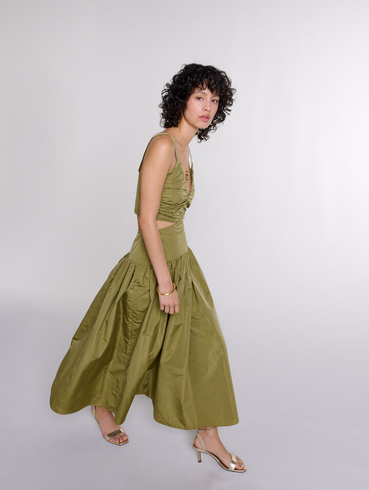 Vestido de tafetán calado