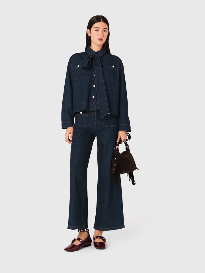 Camisa vaquera con lavallière