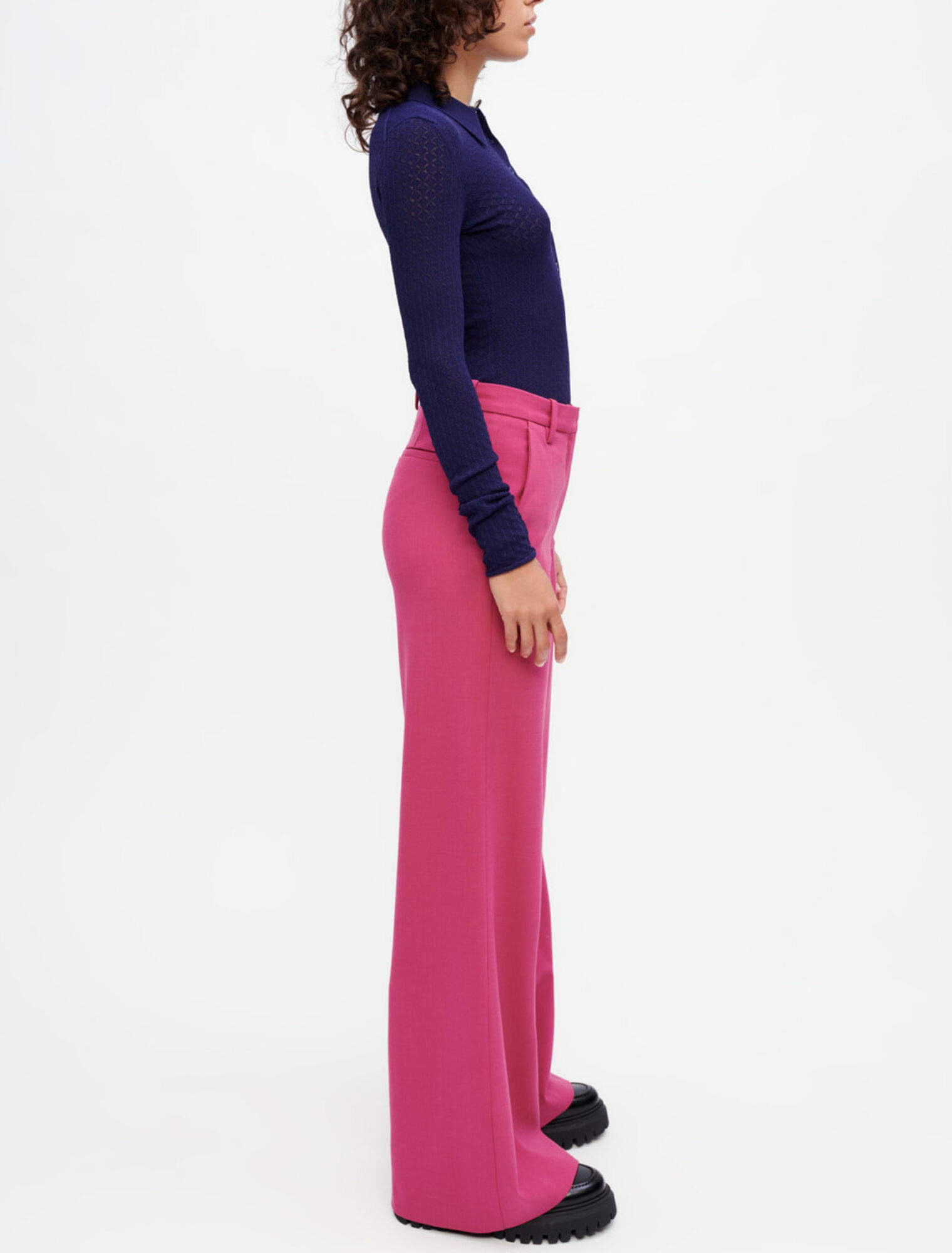 Pantalón sastre stretch pierna ancha