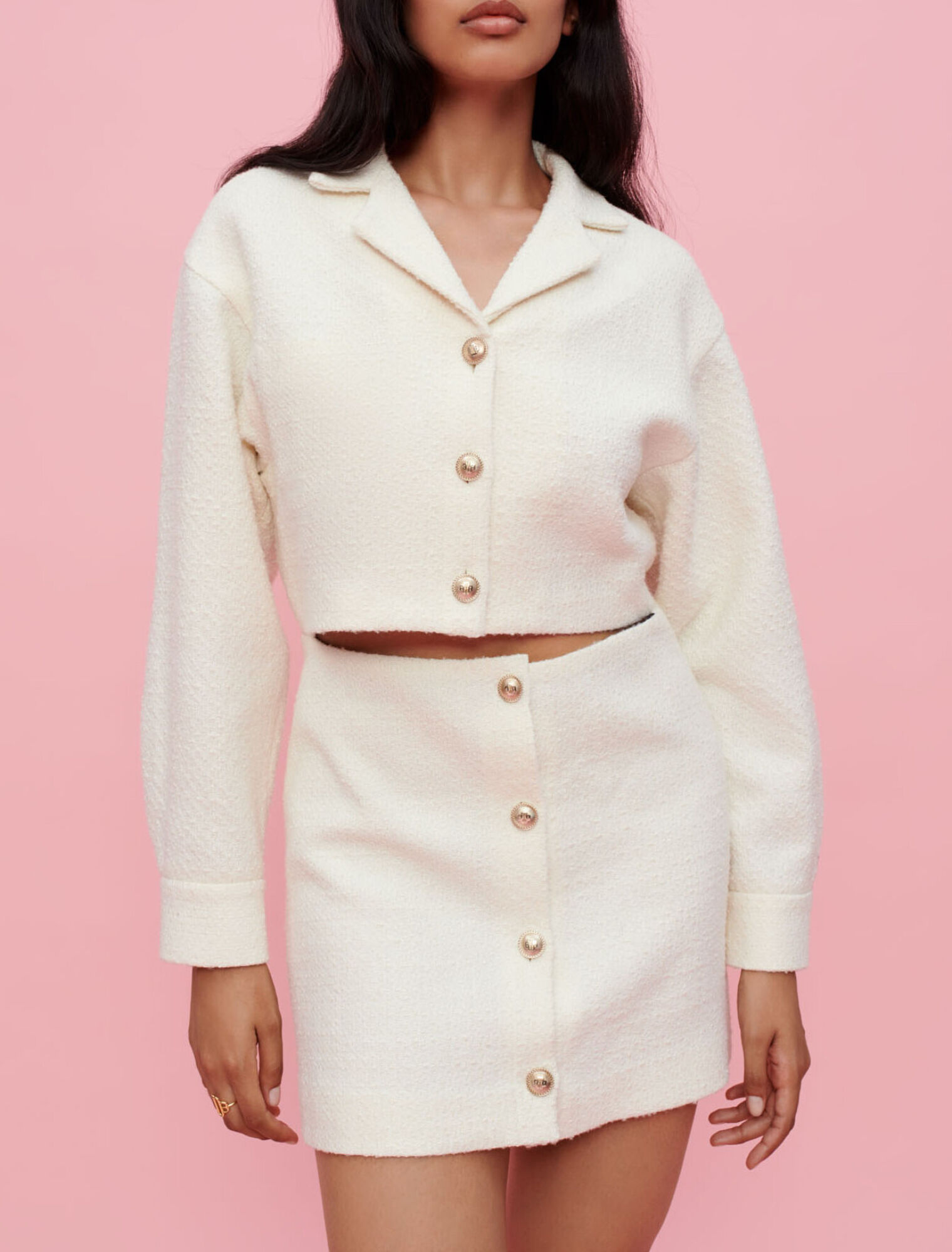 Vestido de tweed texturizado