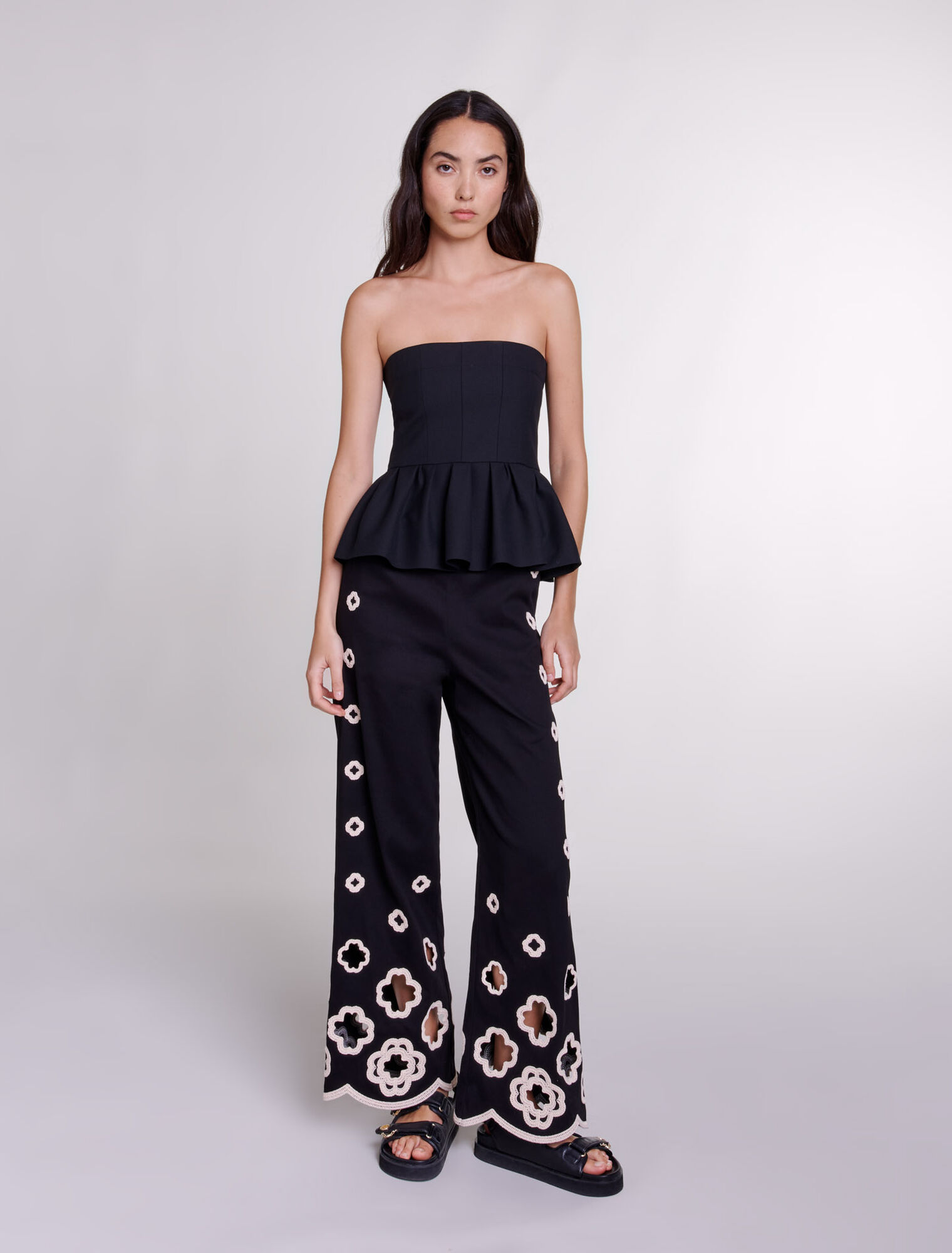 Pantalón ancho de ganchillo