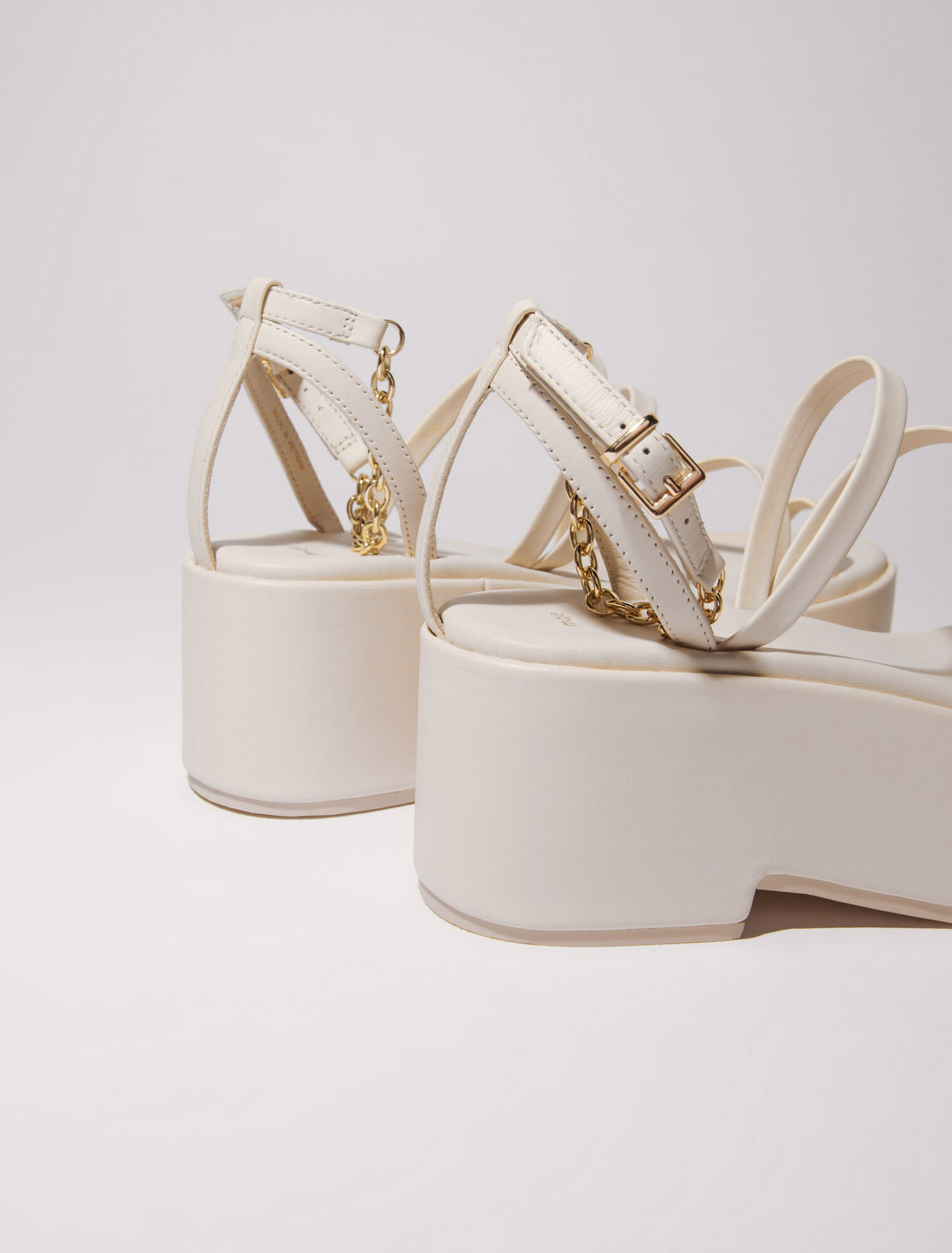 Sandalias de cuña de piel