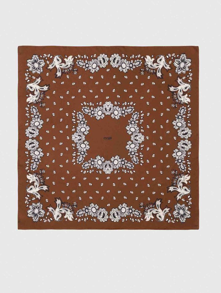 Pa&ntilde;uelo de seda estampado bandana