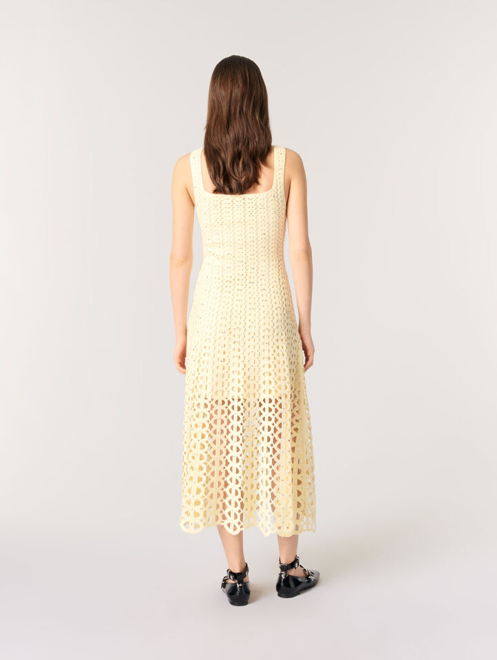 Vestido midi de ganchillo y strass