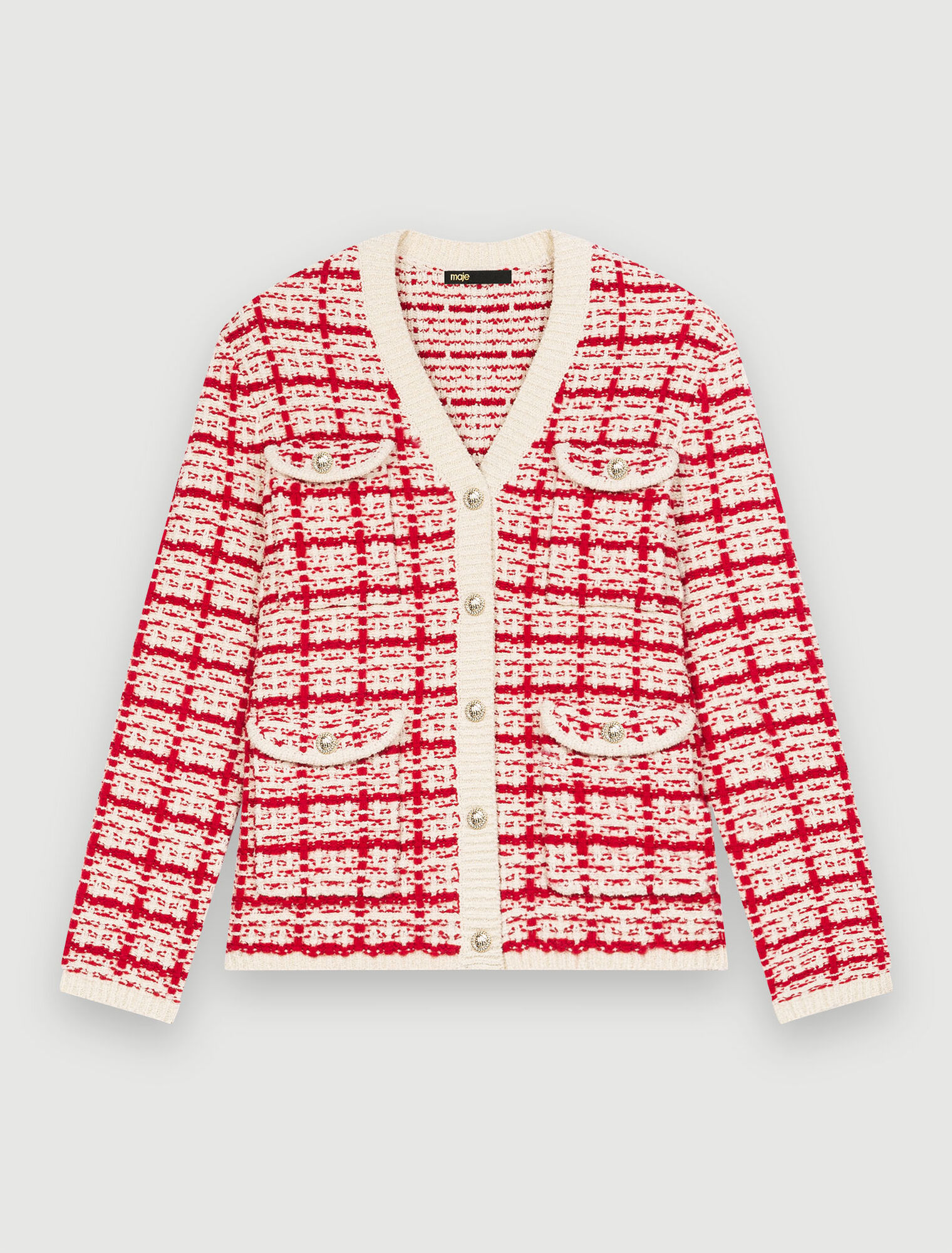 Cárdigan de punto efecto tweed bicolor