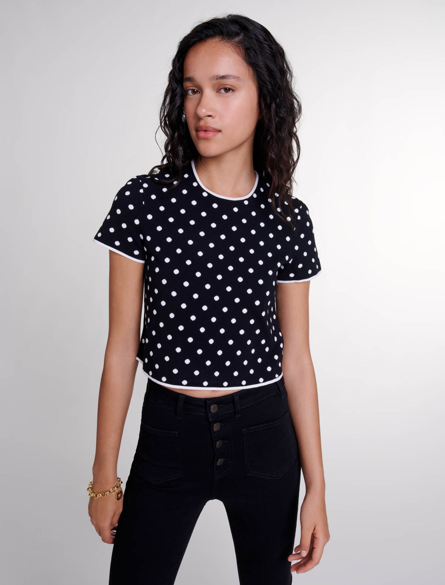 Top de punto jacquard 