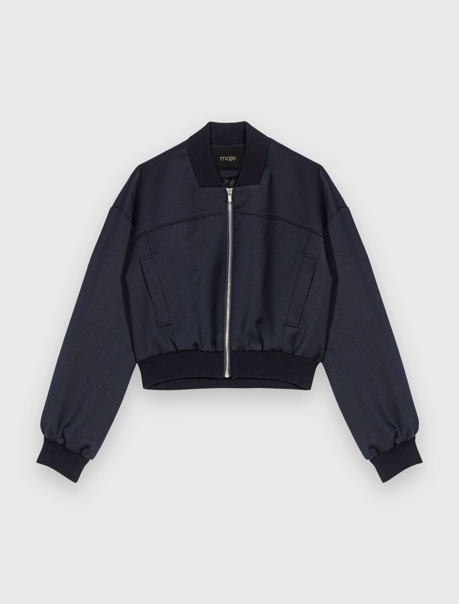 Bomber con cremallera de lana mixta