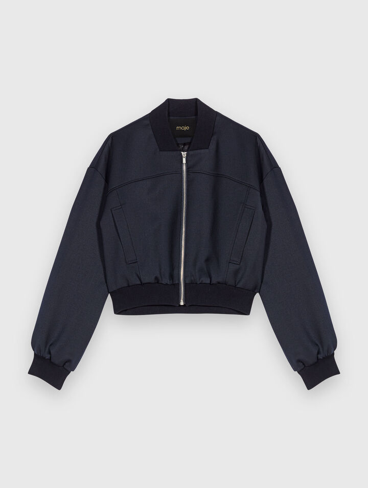 Bomber con cremallera de lana mixta