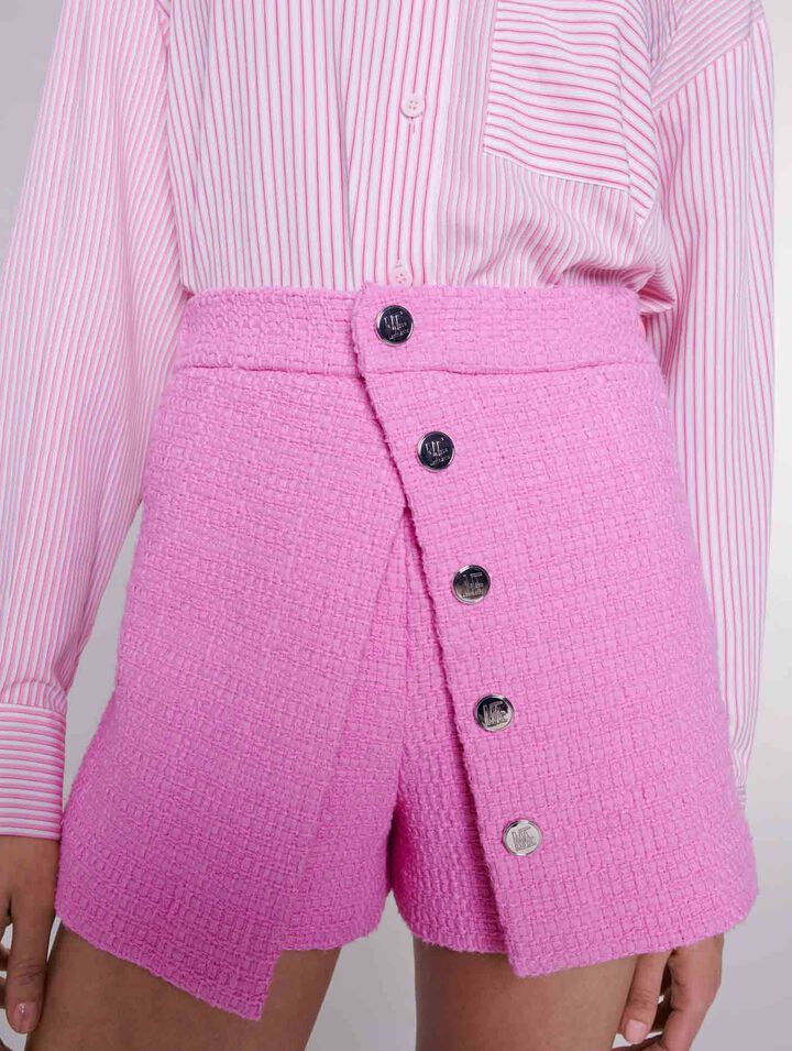 Pantalón corto de tweed con pliegue