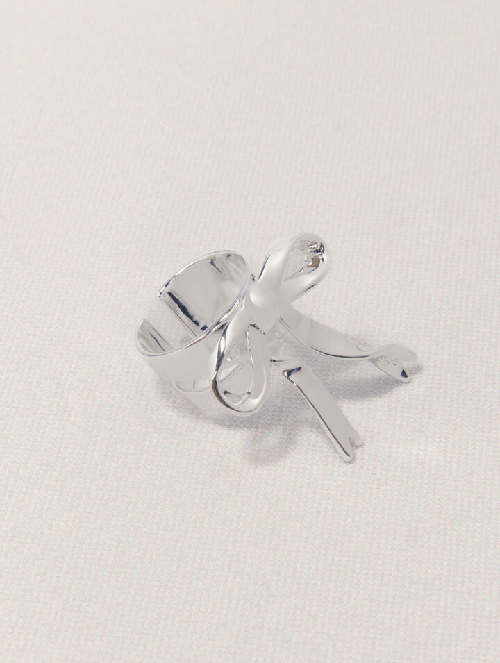 Anillo abierto nudo plateado