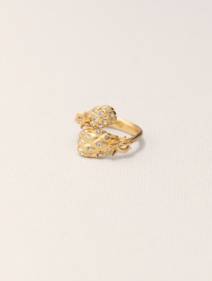 Anillo doble piña con strass