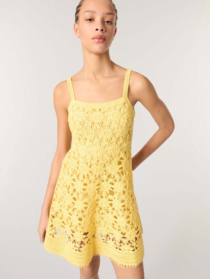 Vestido corto de tirantes de croché