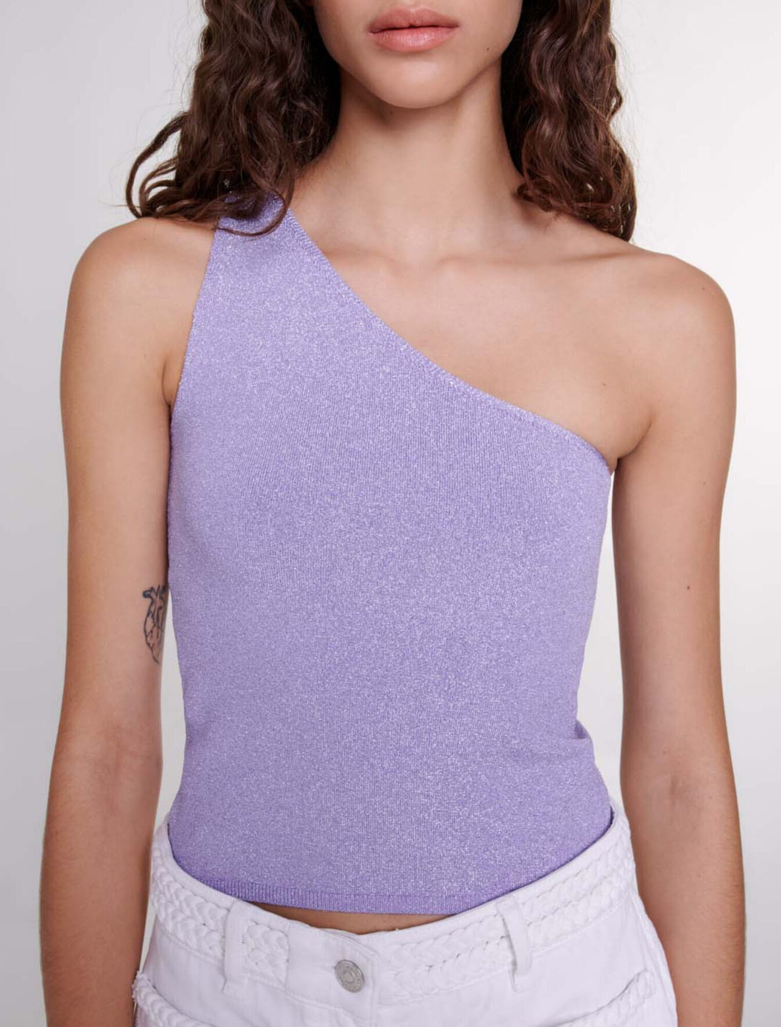 Top corto asimétrico metalizado