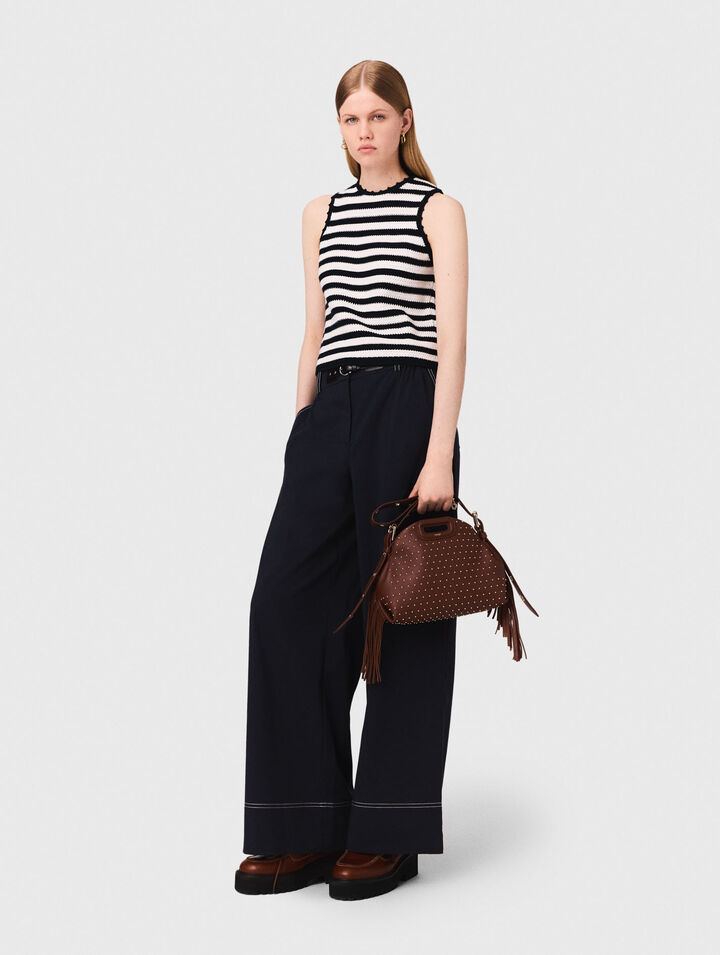 Pantalón algodón con cinturón cuero