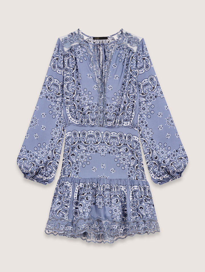 Vestido corto fluido con estampado