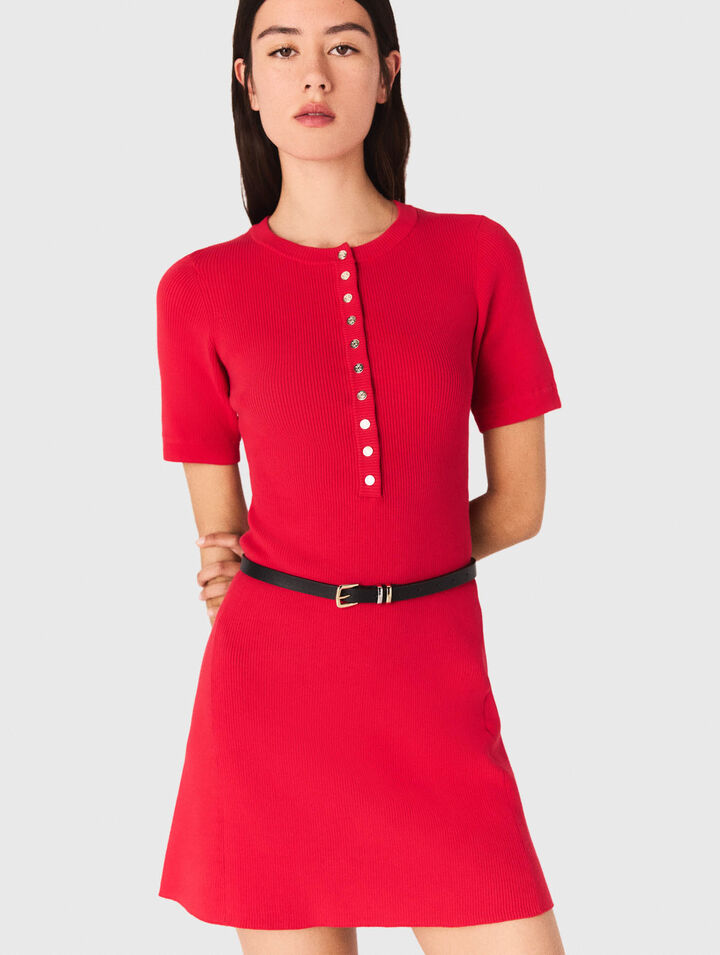Vestido corto de punto canalé