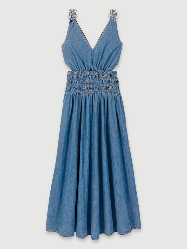 Vestido vaquero largo calado