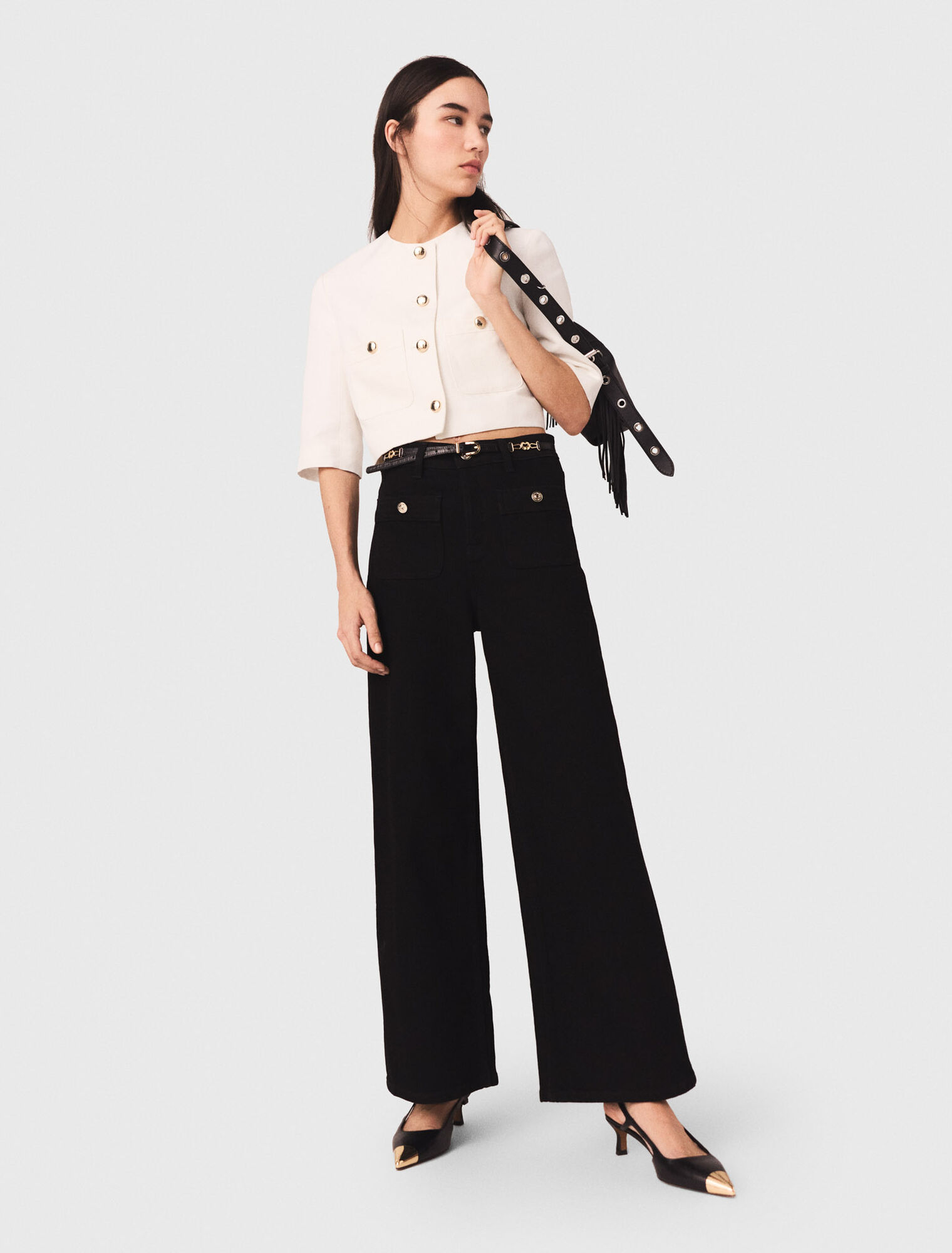 Vaquero recto con bolsillos de parche