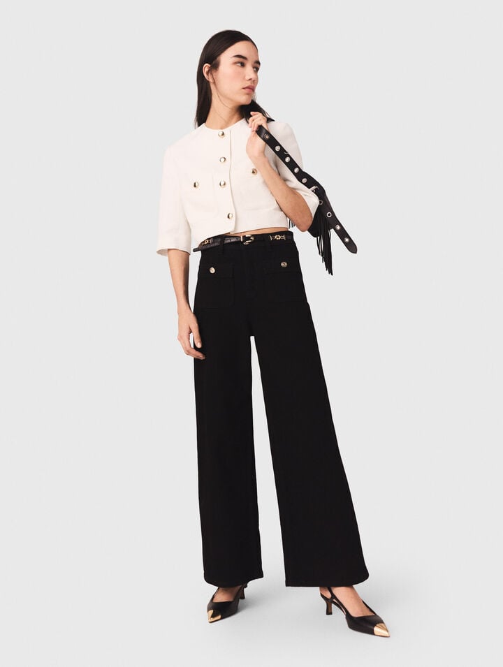 Vaquero recto con bolsillos de parche