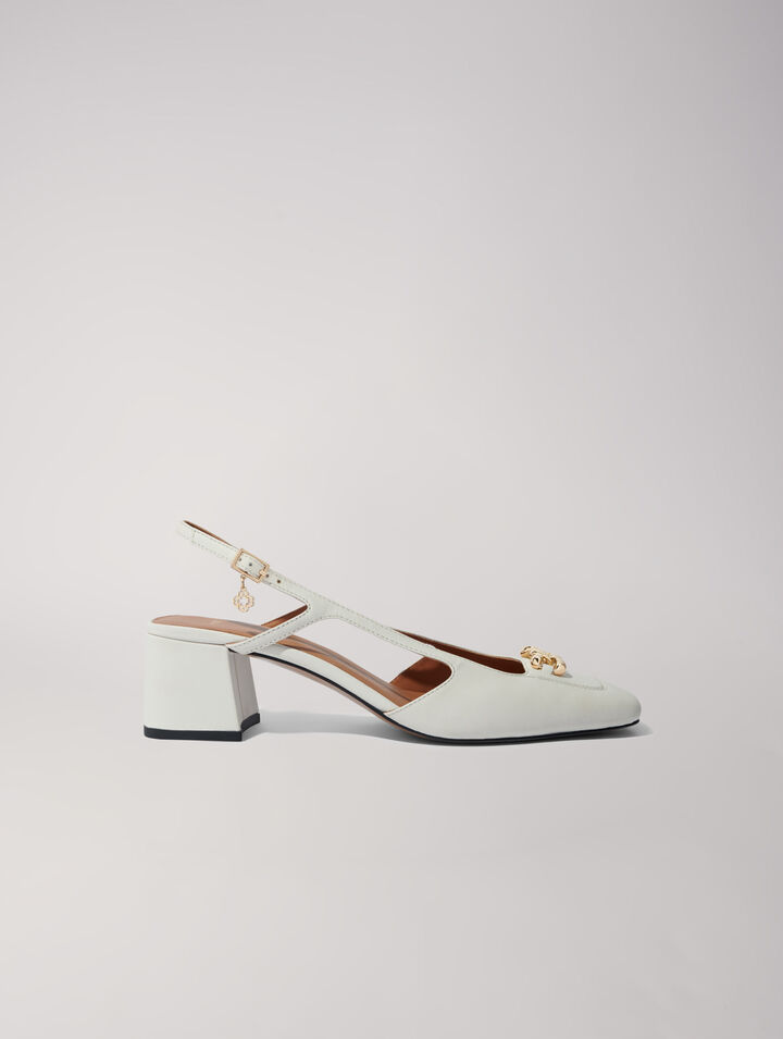 Zapatos de tacón cuadrados de piel