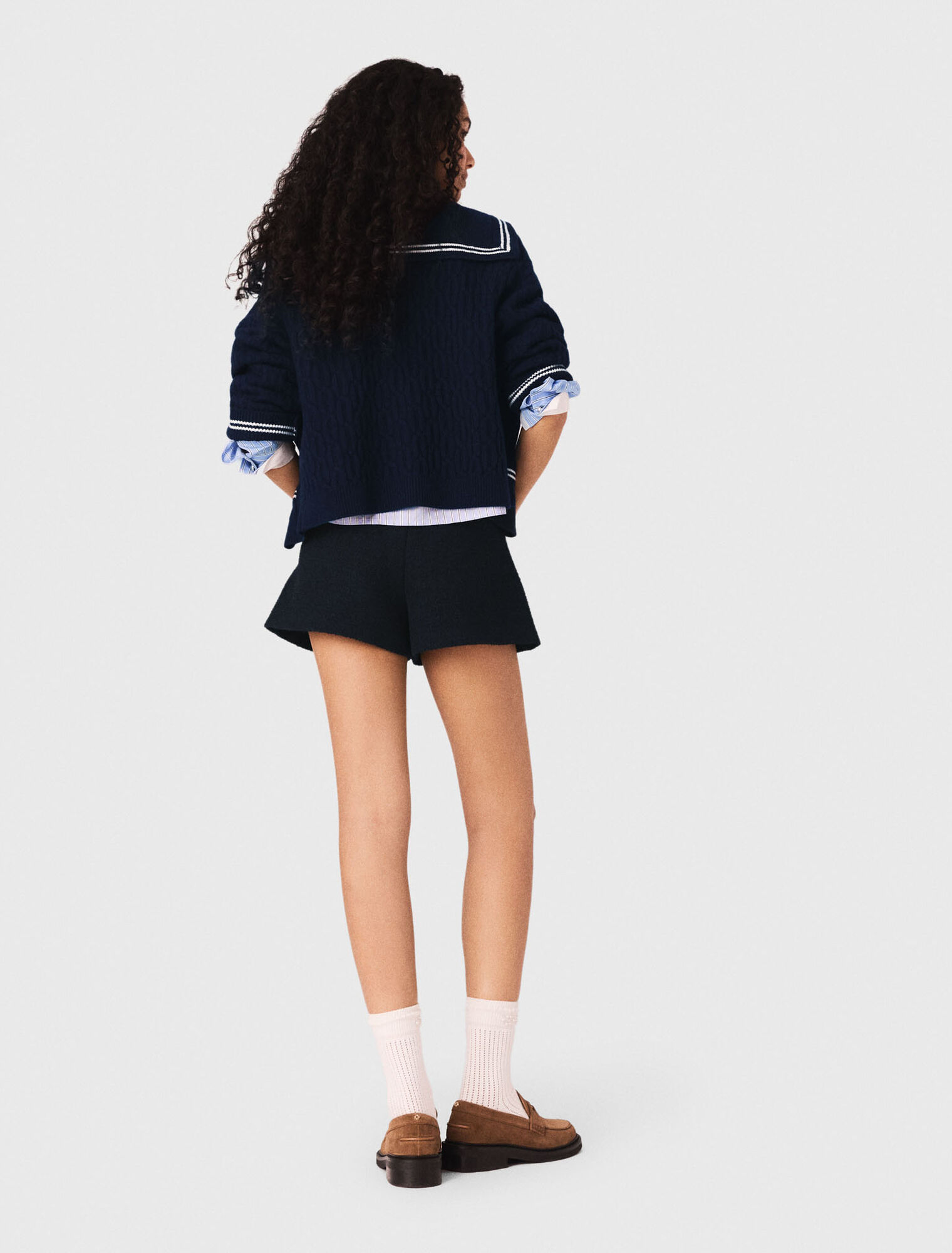 Short de tweed y detalles denim