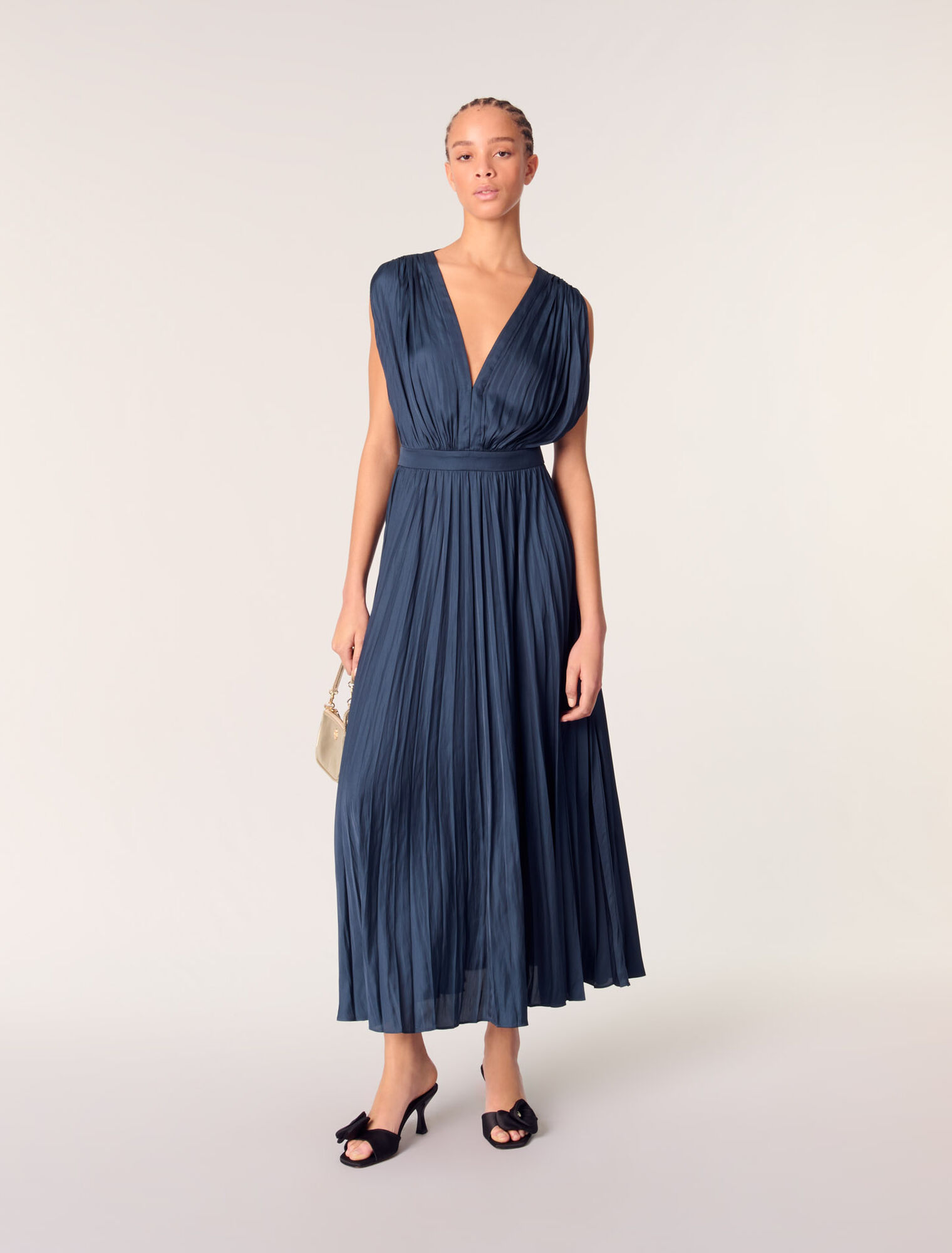 Vestido largo plisado