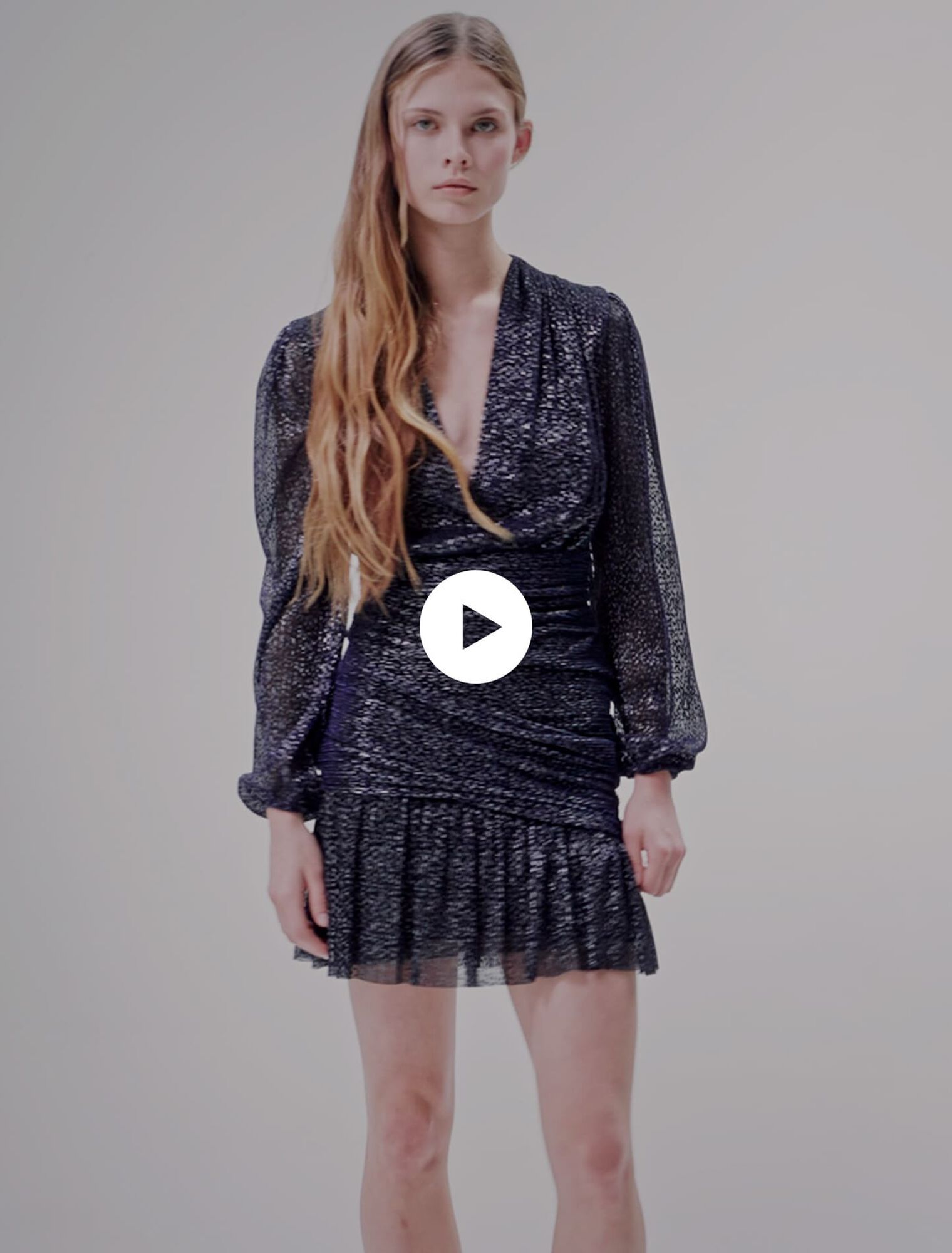 Vestido drapeado de lúrex