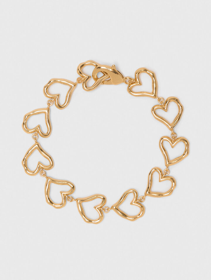 Pulsera corazón de latón dorado