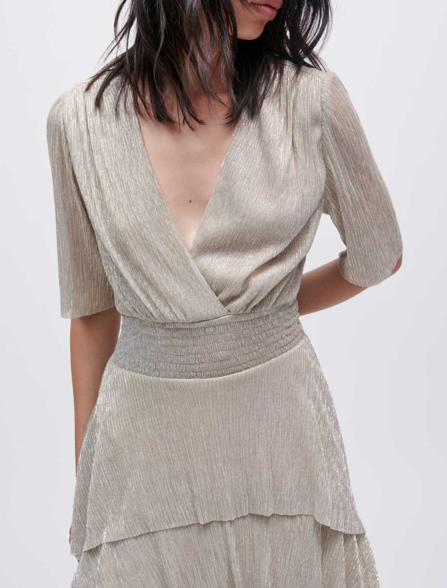Vestido con volantes totalmente de lamé