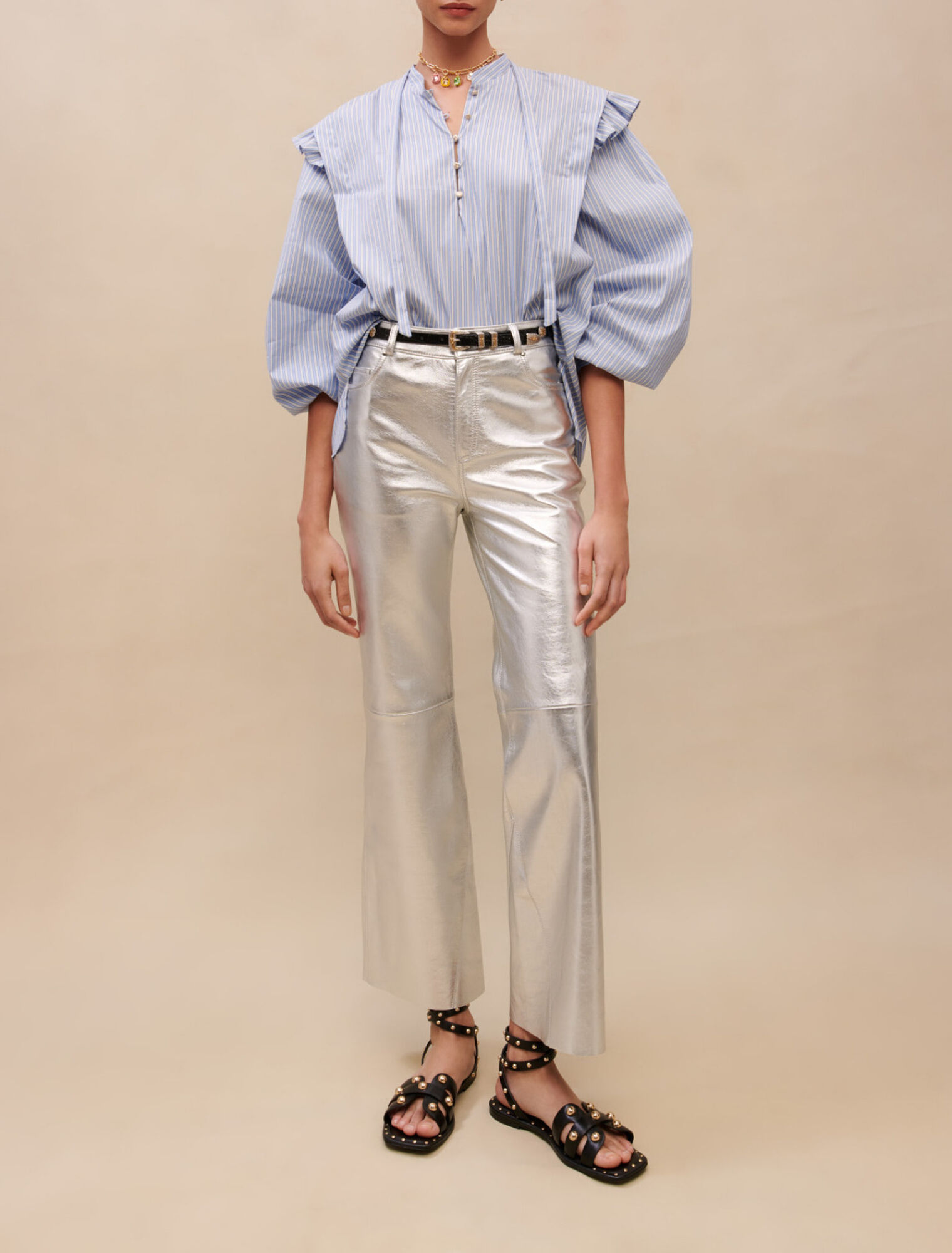 Blusa azul de rayas