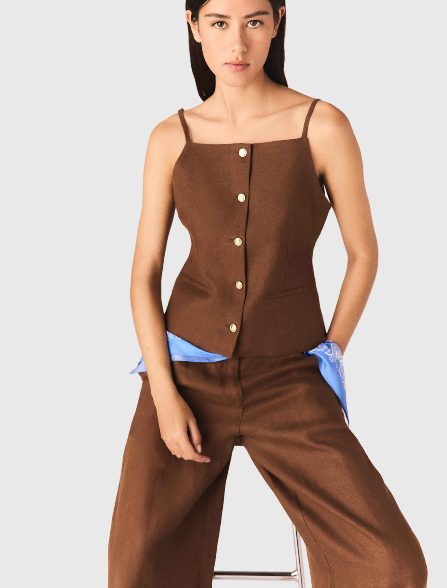 Top de mezcla de lino