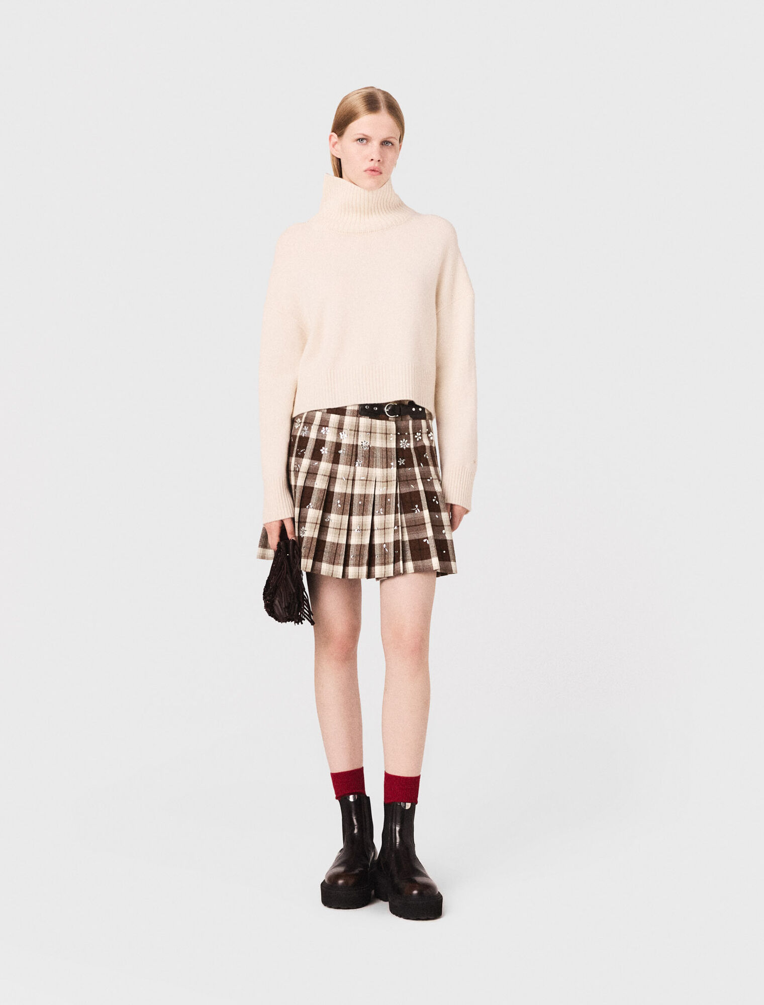 Falda kilt de cuadros con pedrería