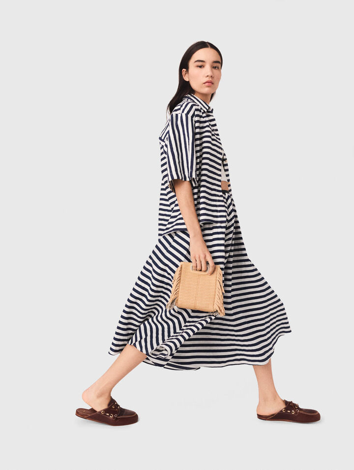 Falda semilarga de mezcla de lino