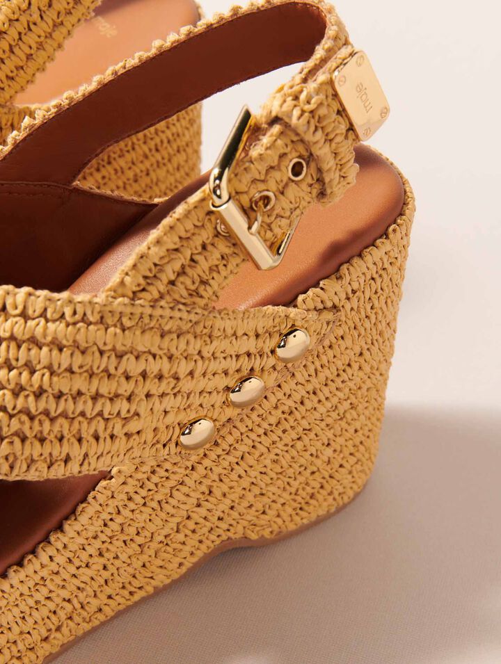 Sandalias de cuña efecto rafia